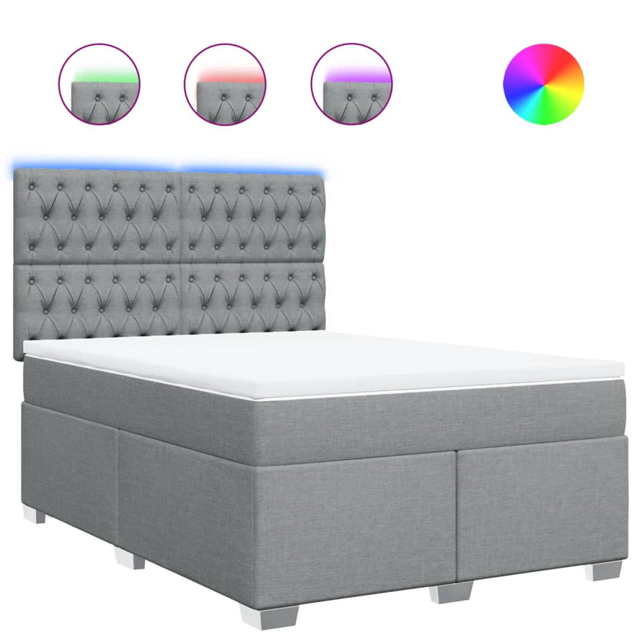 Boxspring met matras stof lichtgrijs 140x190 cm