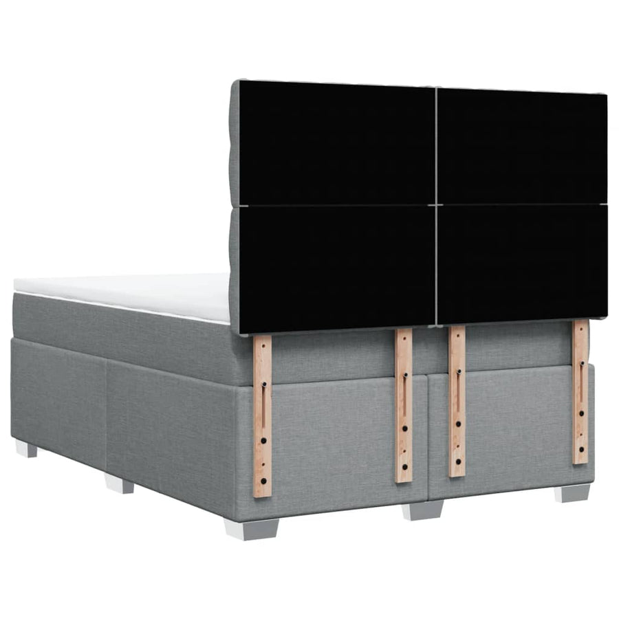 Boxspring met matras stof lichtgrijs 140x190 cm