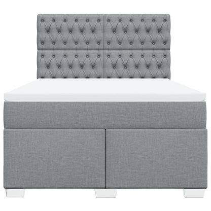 Boxspring met matras stof lichtgrijs 140x190 cm