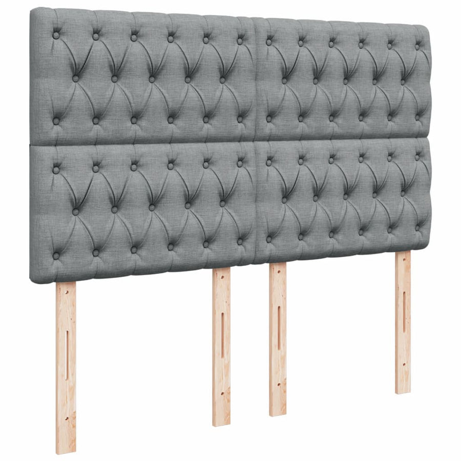 Boxspring met matras stof lichtgrijs 140x190 cm