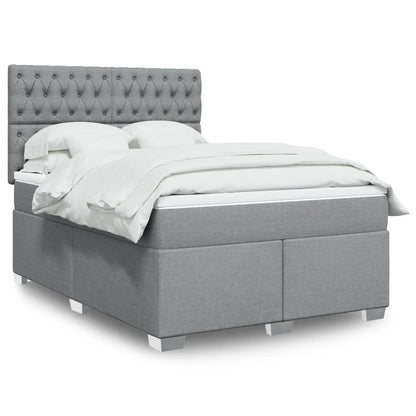 Boxspring met matras stof lichtgrijs 140x190 cm