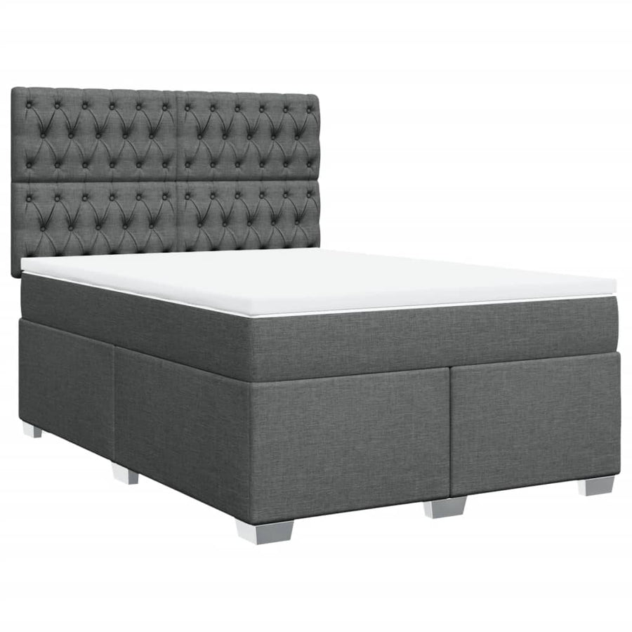 Boxspring met matras stof donkergrijs 140x190 cm