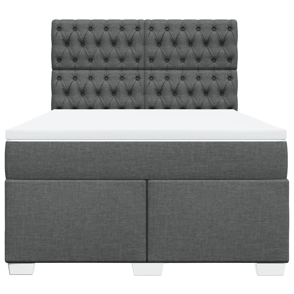 Boxspring met matras stof donkergrijs 140x190 cm