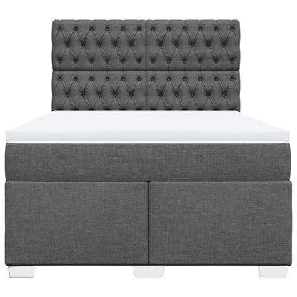Boxspring met matras stof donkergrijs 140x190 cm