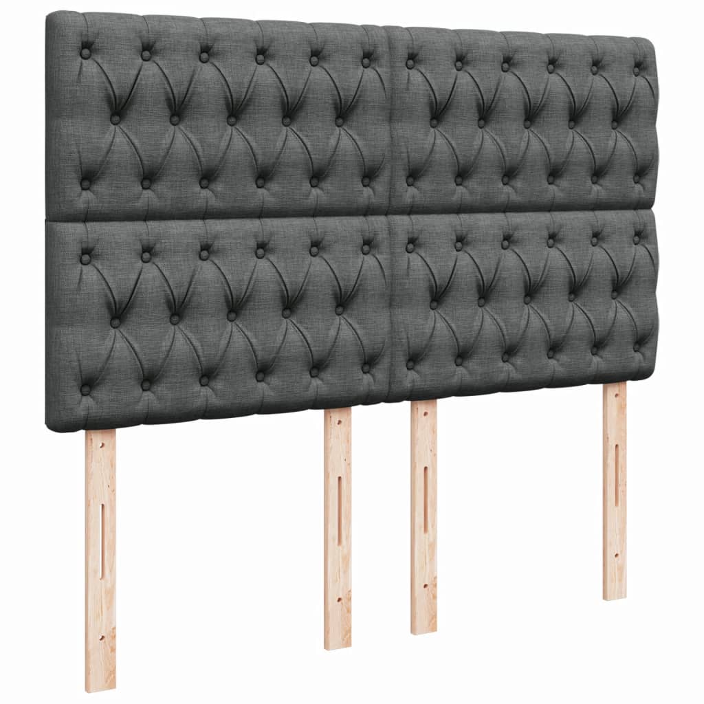 Boxspring met matras stof donkergrijs 140x190 cm