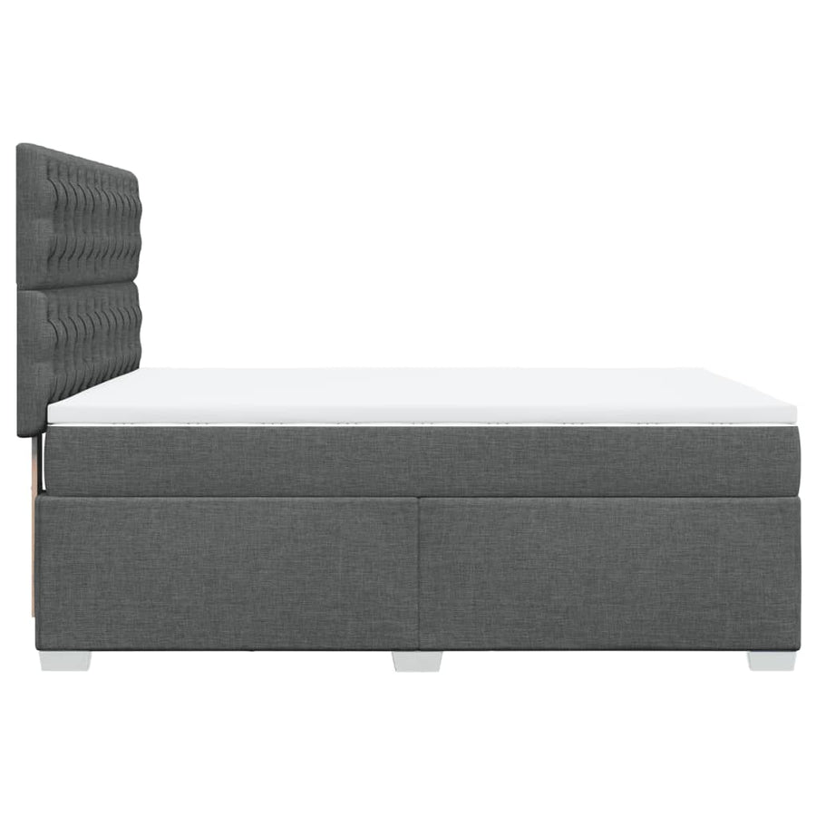 Boxspring met matras stof donkergrijs 140x190 cm