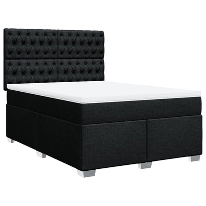Boxspring met matras stof zwart 140x190 cm