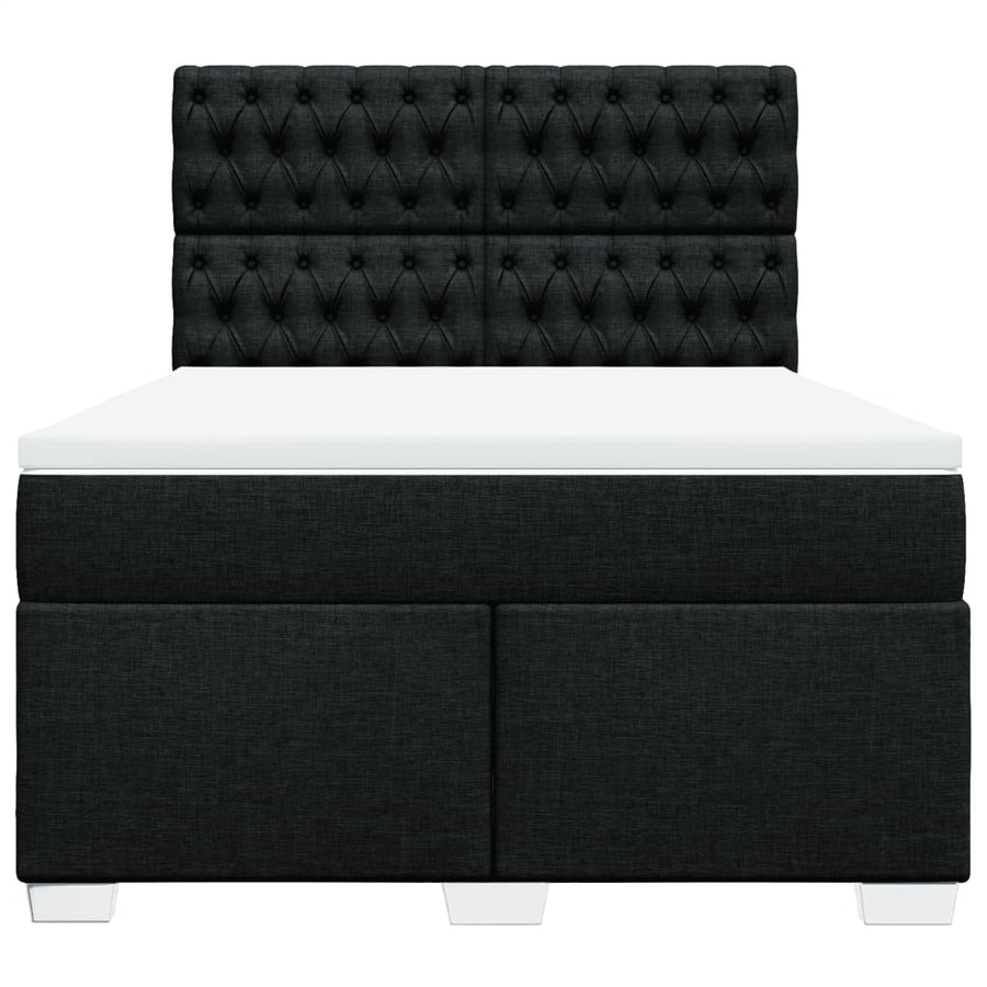 Boxspring met matras stof zwart 140x190 cm