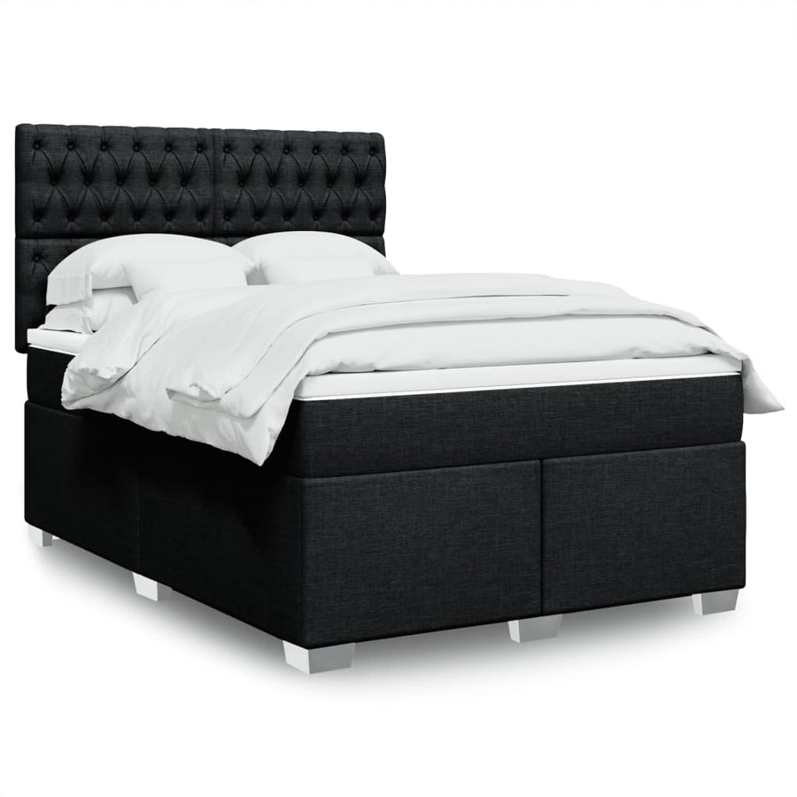 Boxspring met matras stof zwart 140x190 cm