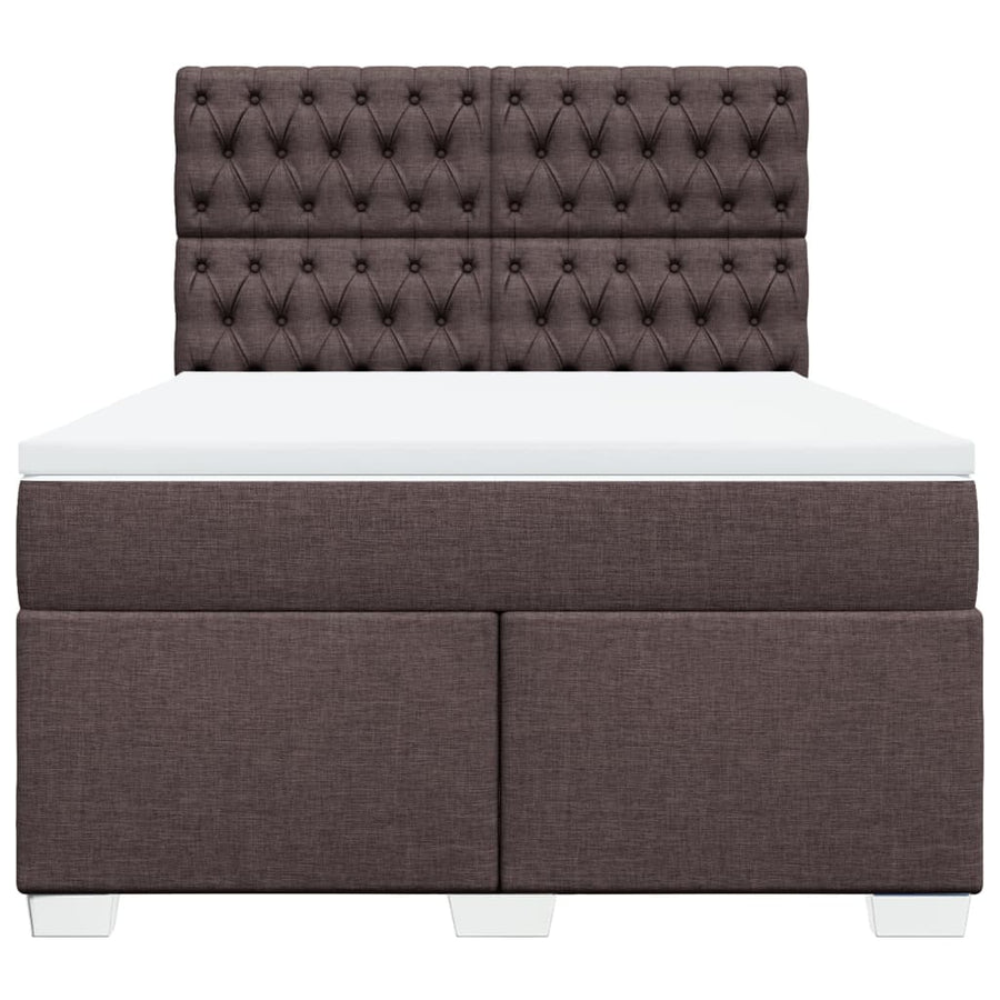 Boxspring met matras stof donkerbruin 140x190 cm