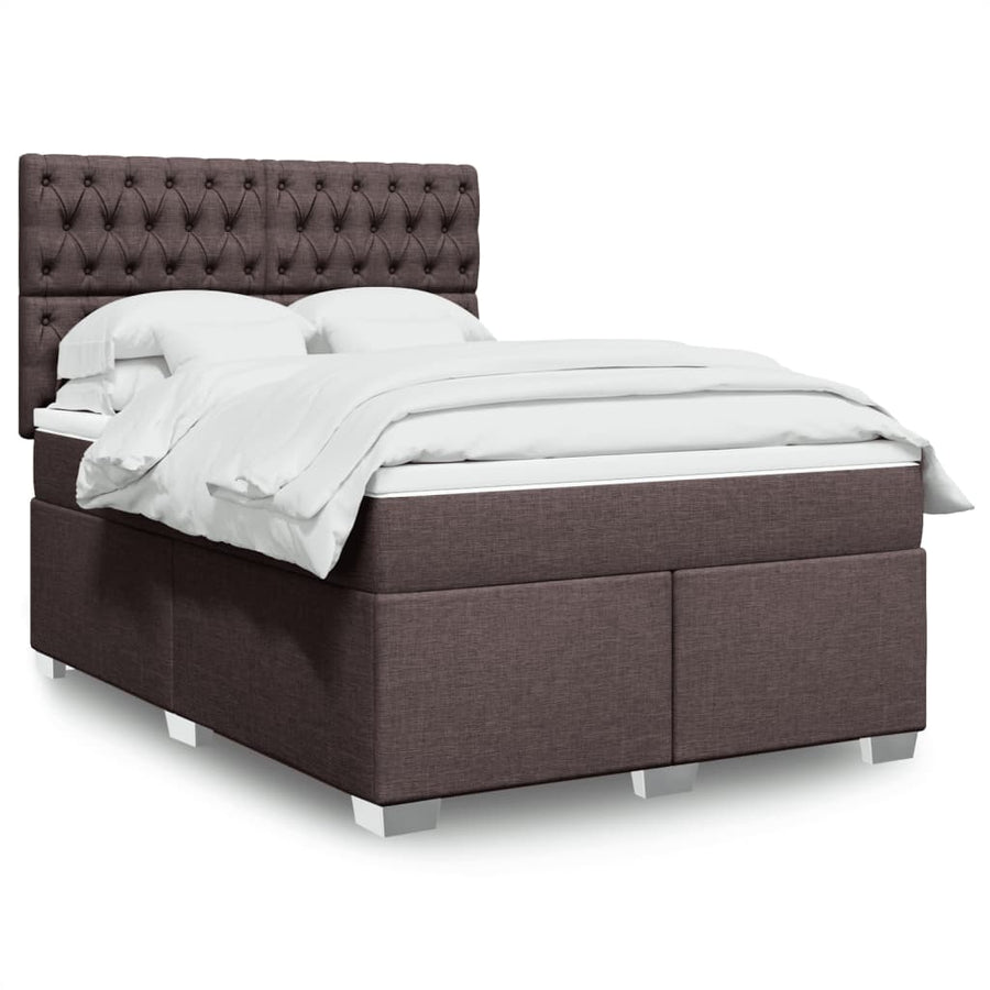 Boxspring met matras stof donkerbruin 140x190 cm