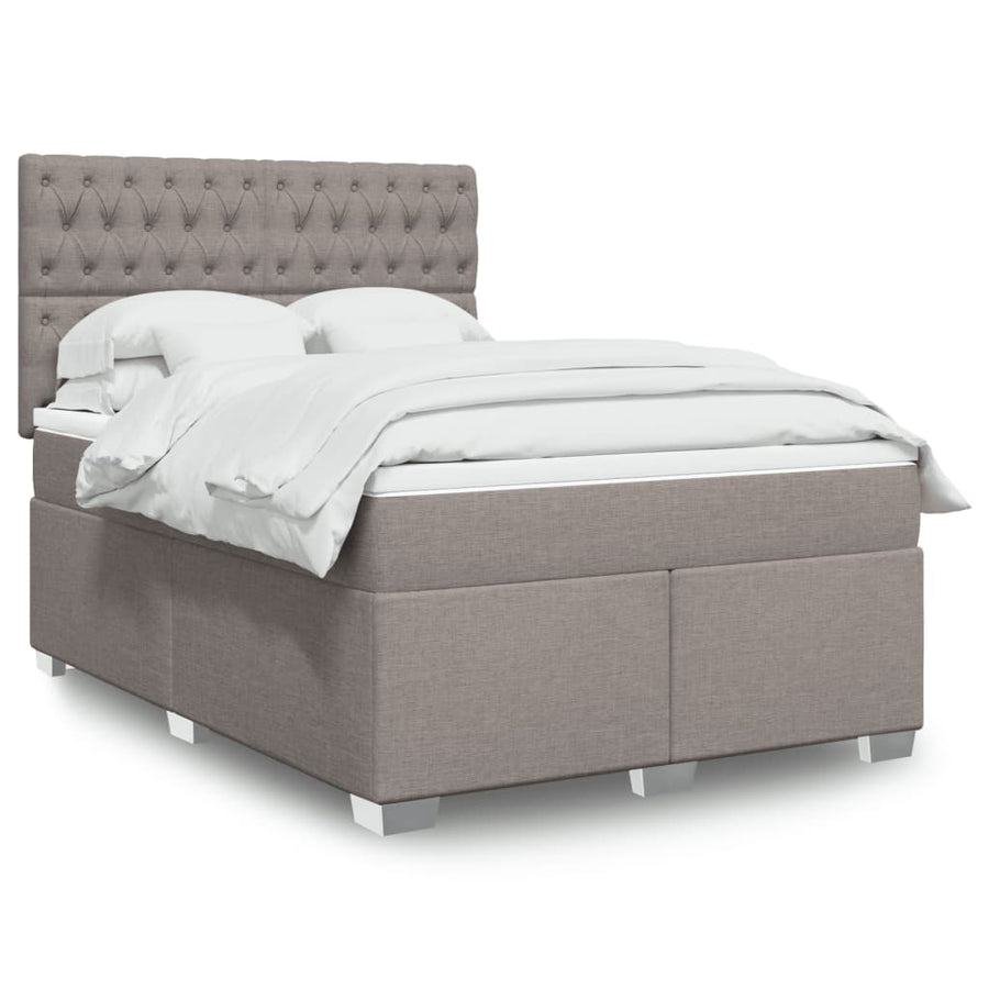 Boxspring met matras stof taupe 140x190 cm