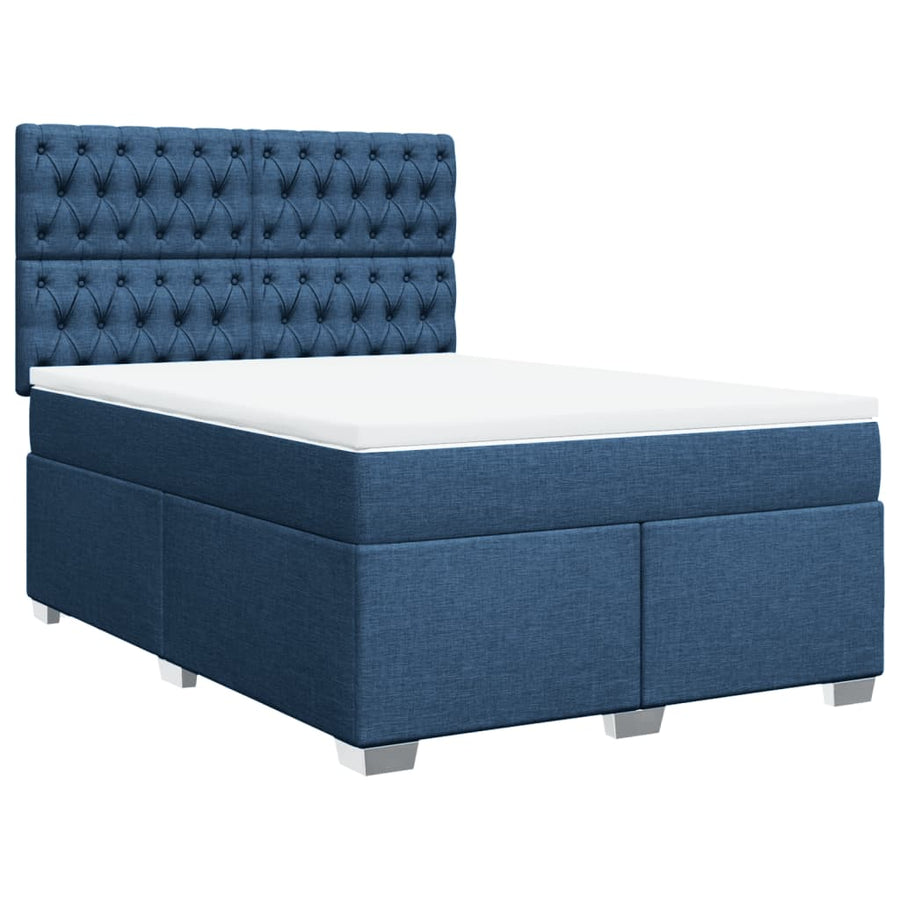 Boxspring met matras stof blauw 140x190 cm