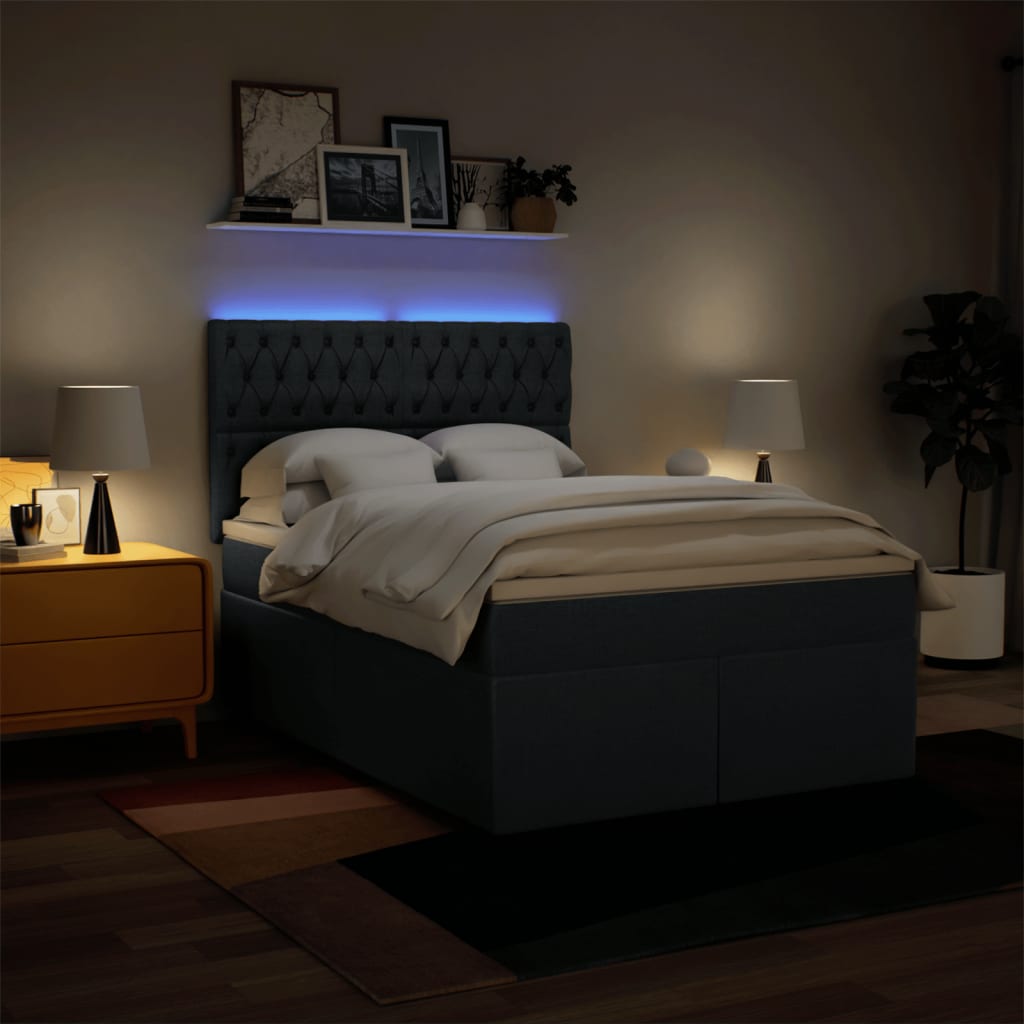 Boxspring met matras stof blauw 140x190 cm