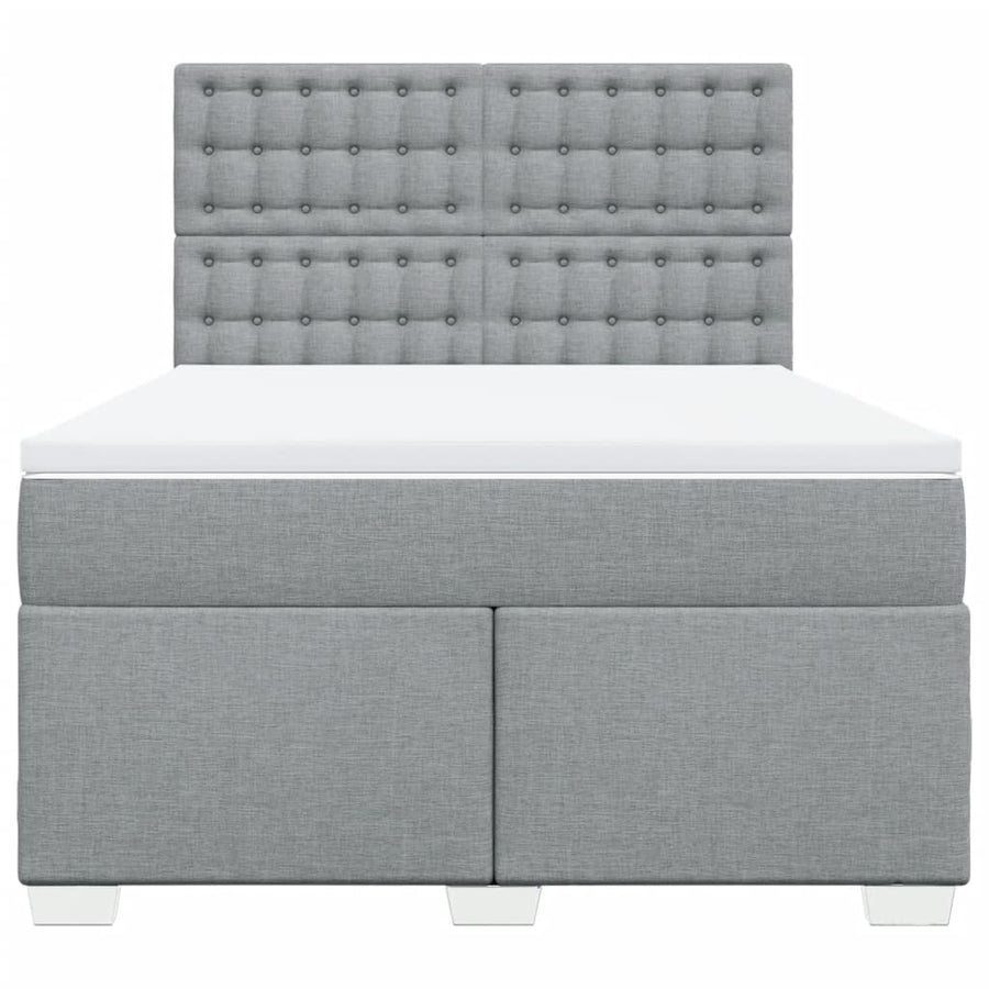Boxspring met matras stof lichtgrijs 140x190 cm