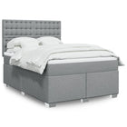 Box spring with mattress fabric light grey 140x190 cm