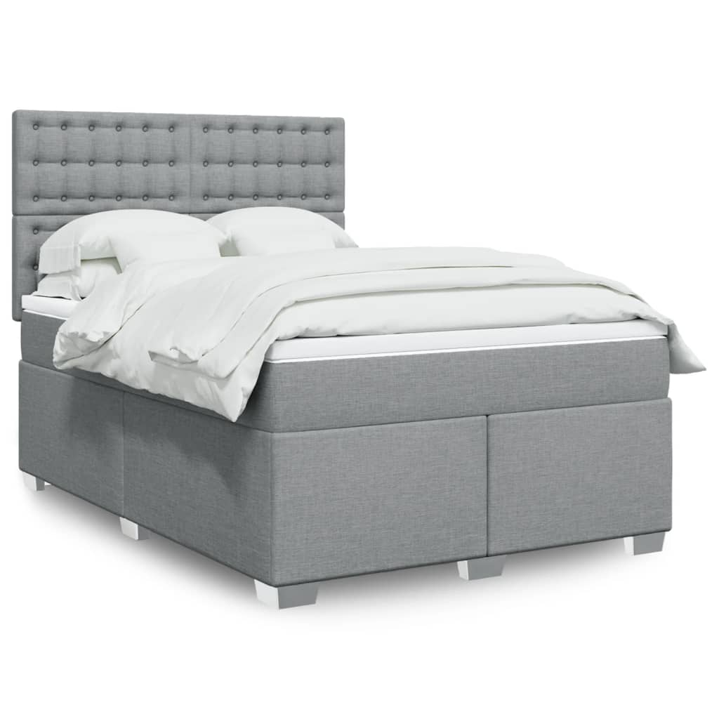 Boxspring met matras stof lichtgrijs 140x190 cm