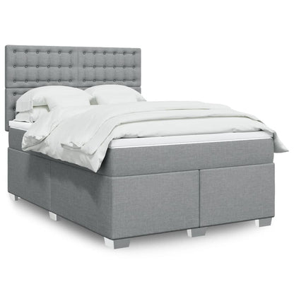 Boxspring met matras stof lichtgrijs 140x190 cm
