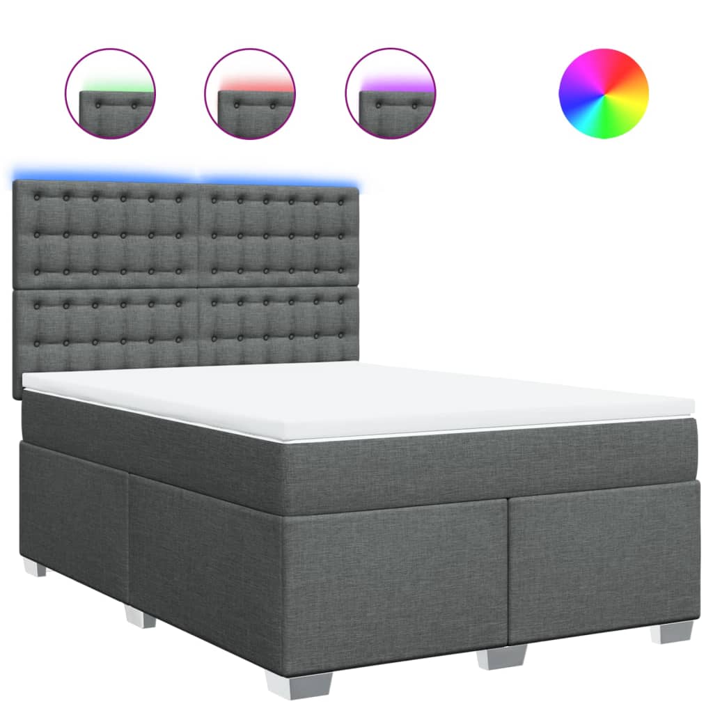 Boxspring met matras stof donkergrijs 140x190 cm