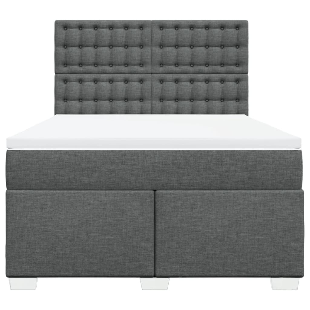 Boxspring met matras stof donkergrijs 140x190 cm