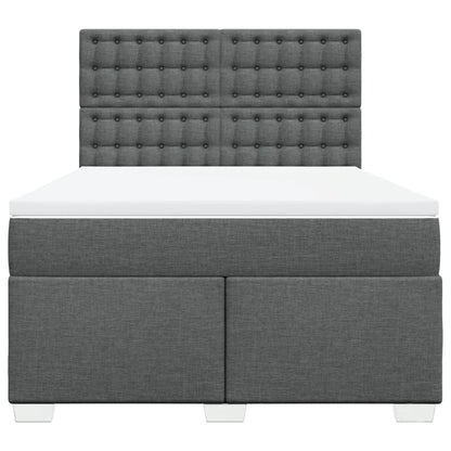Boxspring met matras stof donkergrijs 140x190 cm