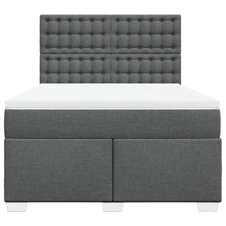 Boxspring met matras stof donkergrijs 140x190 cm