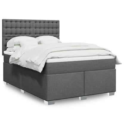 Boxspring met matras stof donkergrijs 140x190 cm