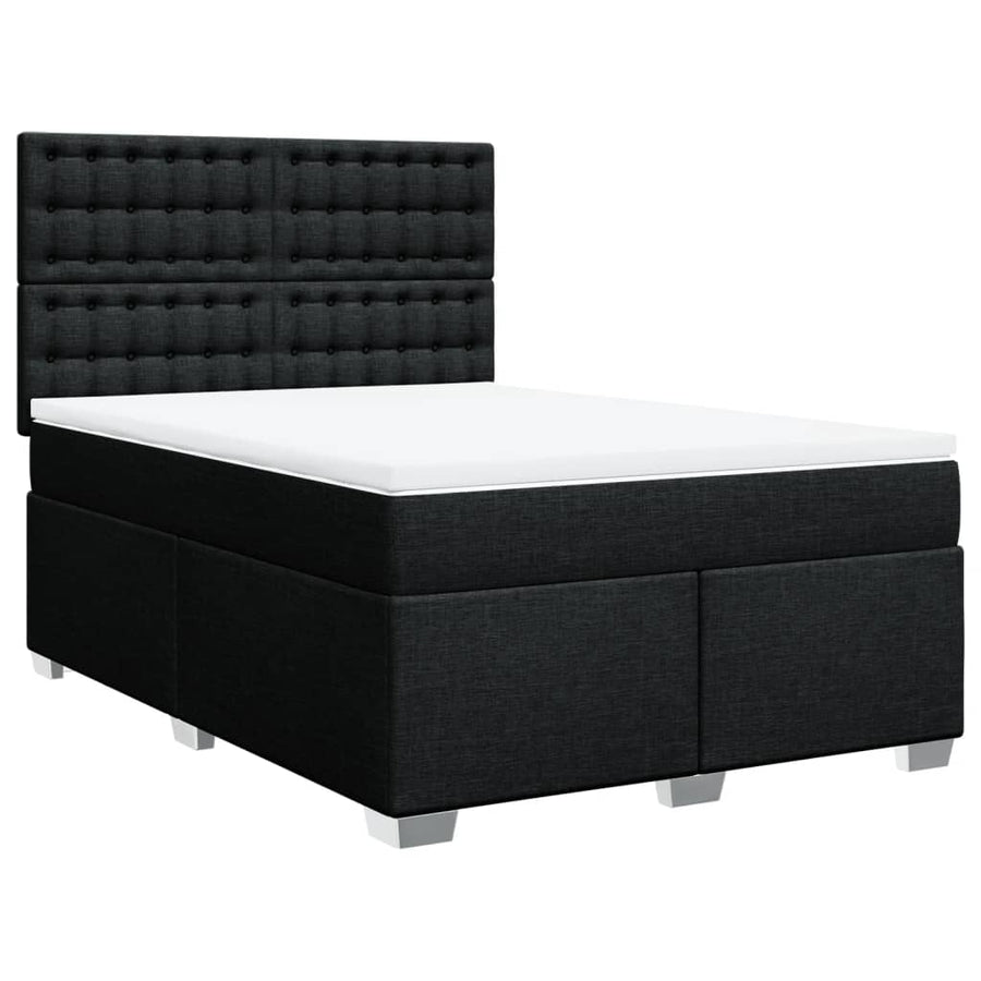 Boxspring met matras stof zwart 140x190 cm