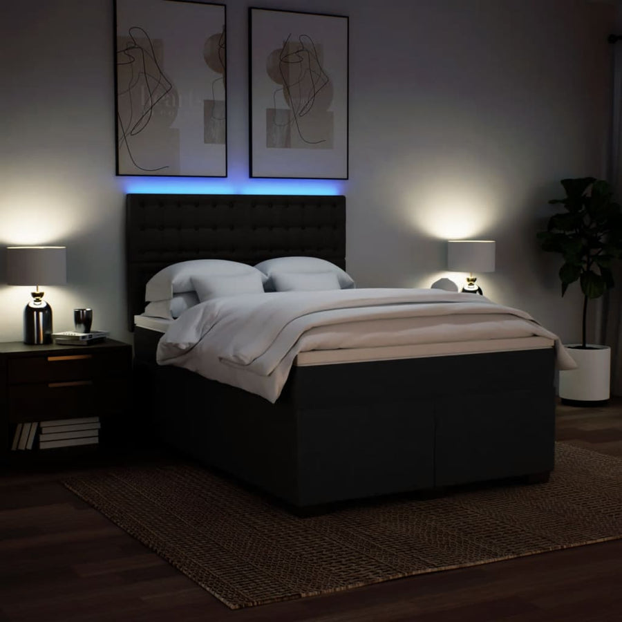 Boxspring met matras stof zwart 140x190 cm