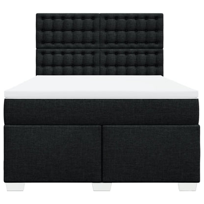 Boxspring met matras stof zwart 140x190 cm