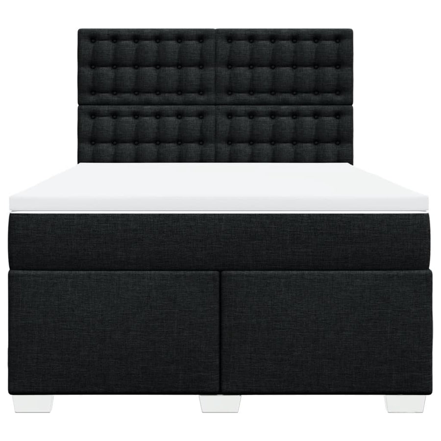Boxspring met matras stof zwart 140x190 cm