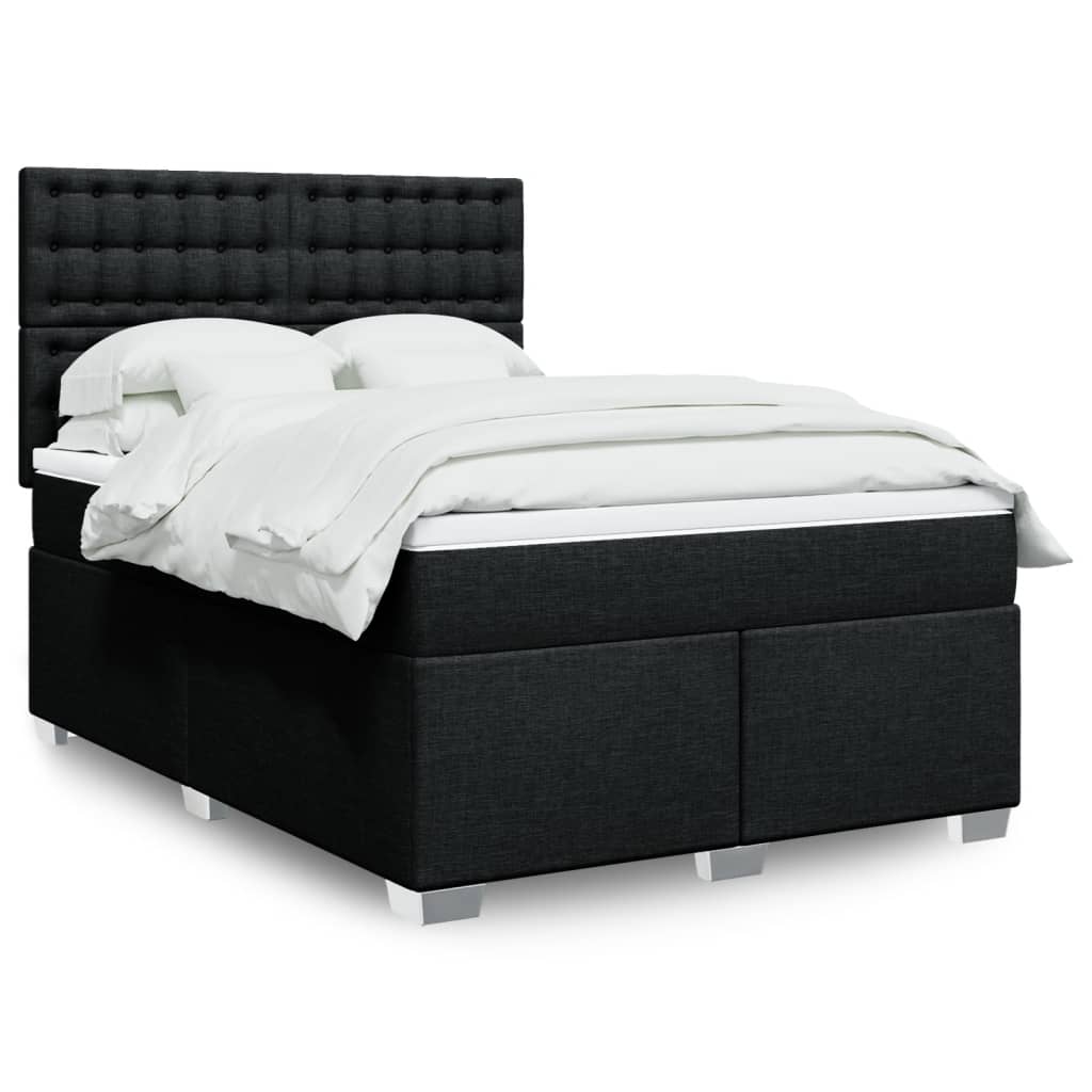 Boxspring met matras stof zwart 140x190 cm