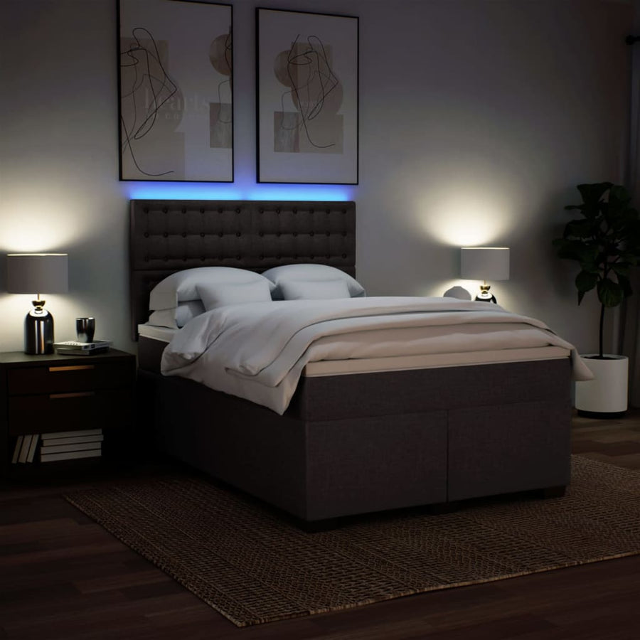 Boxspring met matras stof donkerbruin 140x190 cm