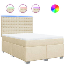 Boxspring met matras stof crèmekleurig 140x190 cm