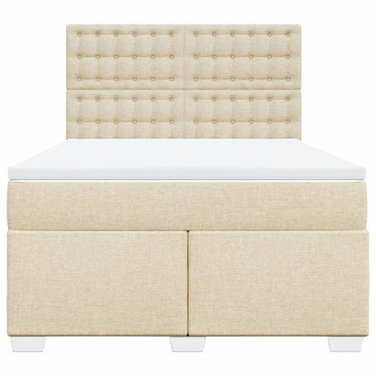 Boxspring met matras stof crèmekleurig 140x190 cm