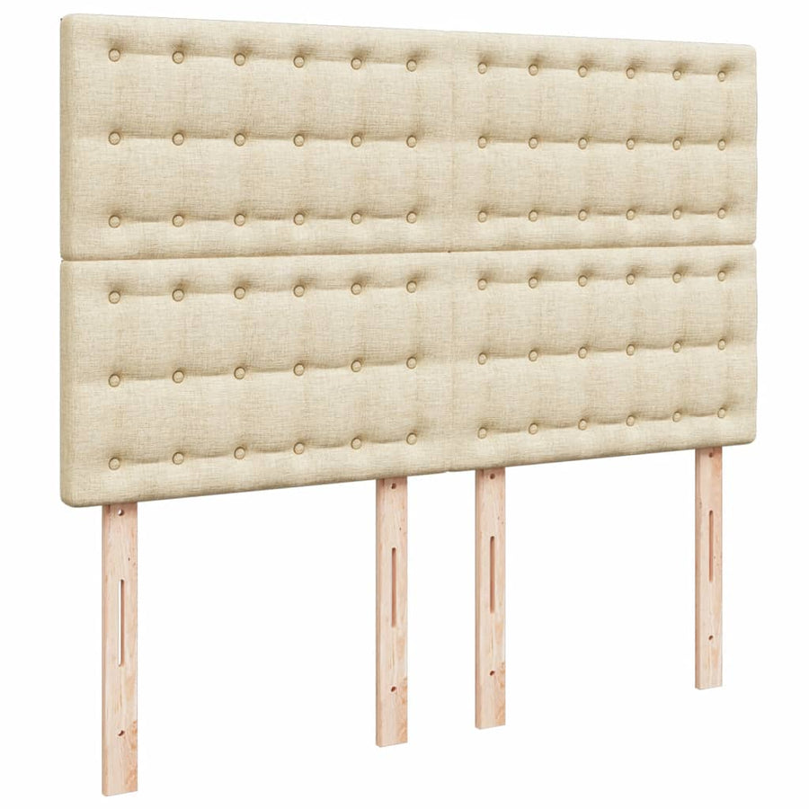 Boxspring met matras stof crèmekleurig 140x190 cm