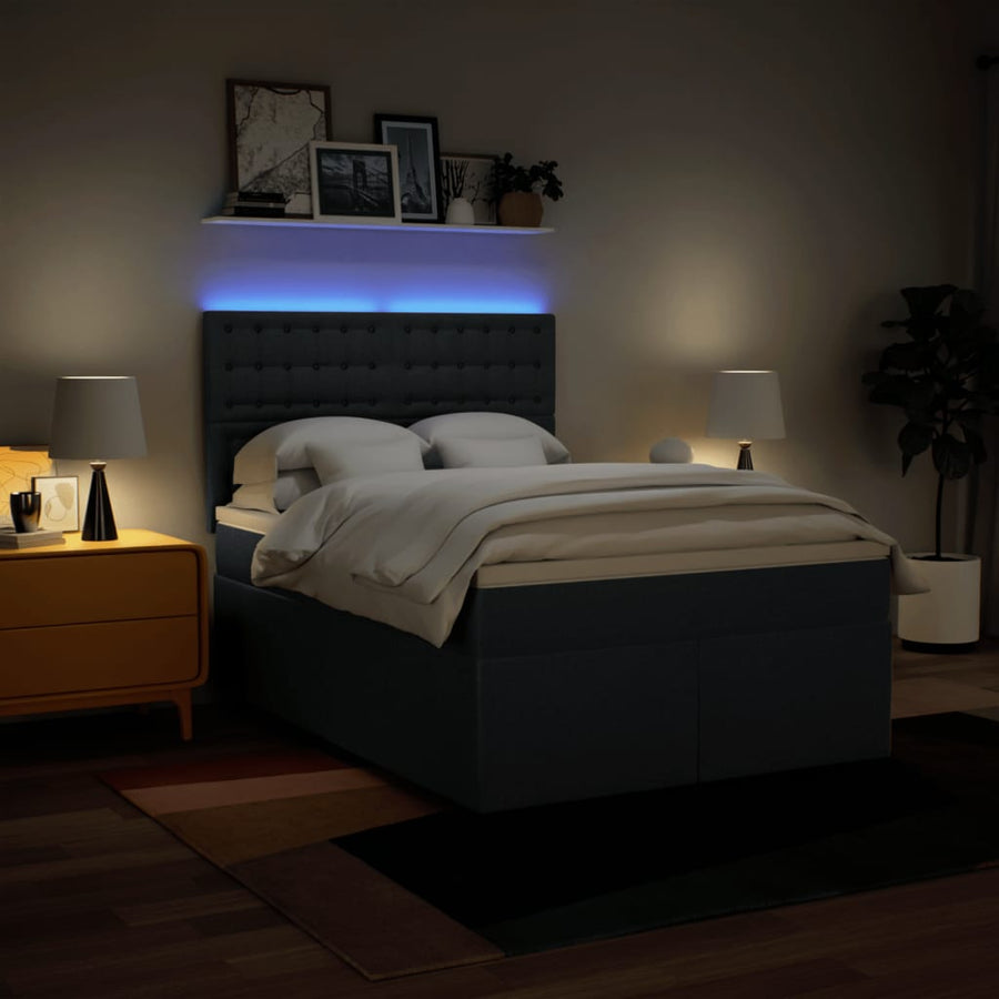 Boxspring met matras stof blauw 140x190 cm