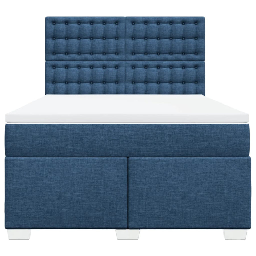 Boxspring met matras stof blauw 140x190 cm