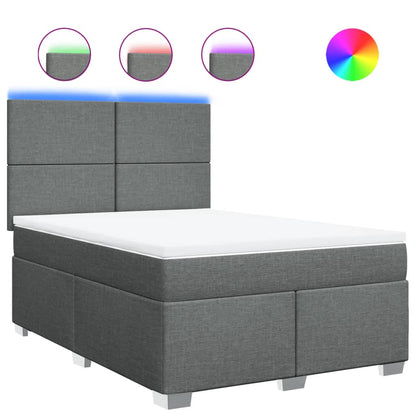 Boxspring met matras stof donkergrijs 140x200 cm