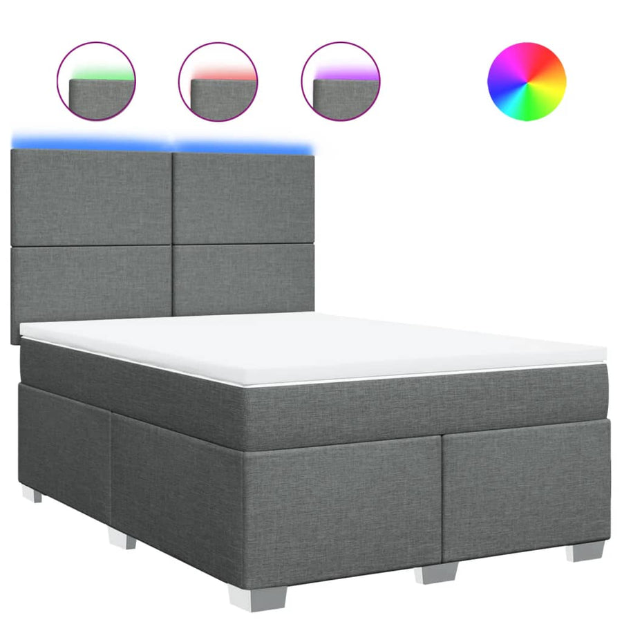 Boxspring met matras stof donkergrijs 140x200 cm