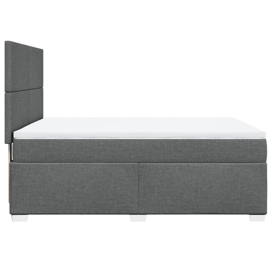 Boxspring met matras stof donkergrijs 140x200 cm