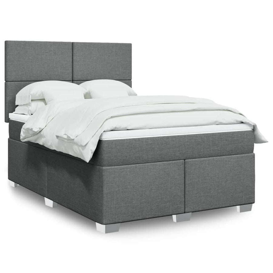 Boxspring met matras stof donkergrijs 140x200 cm