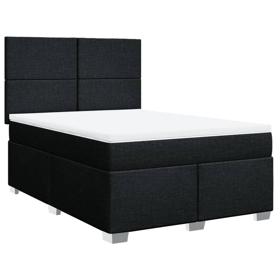 Boxspring met matras stof zwart 140x200 cm