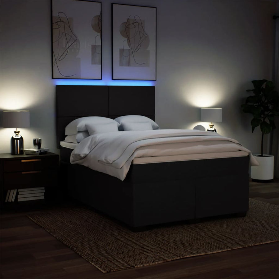 Boxspring met matras stof zwart 140x200 cm