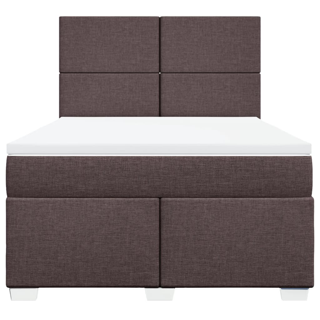 Boxspring met matras stof donkerbruin 140x200 cm