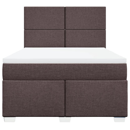 Boxspring met matras stof donkerbruin 140x200 cm