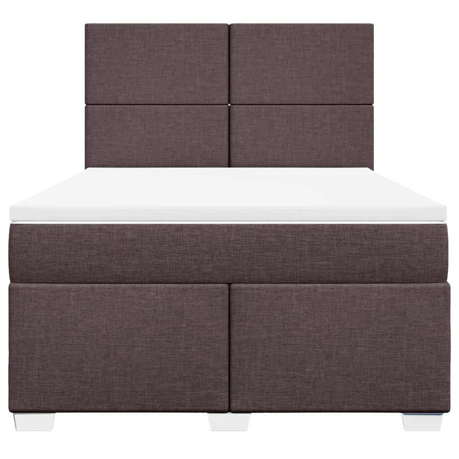 Boxspring met matras stof donkerbruin 140x200 cm