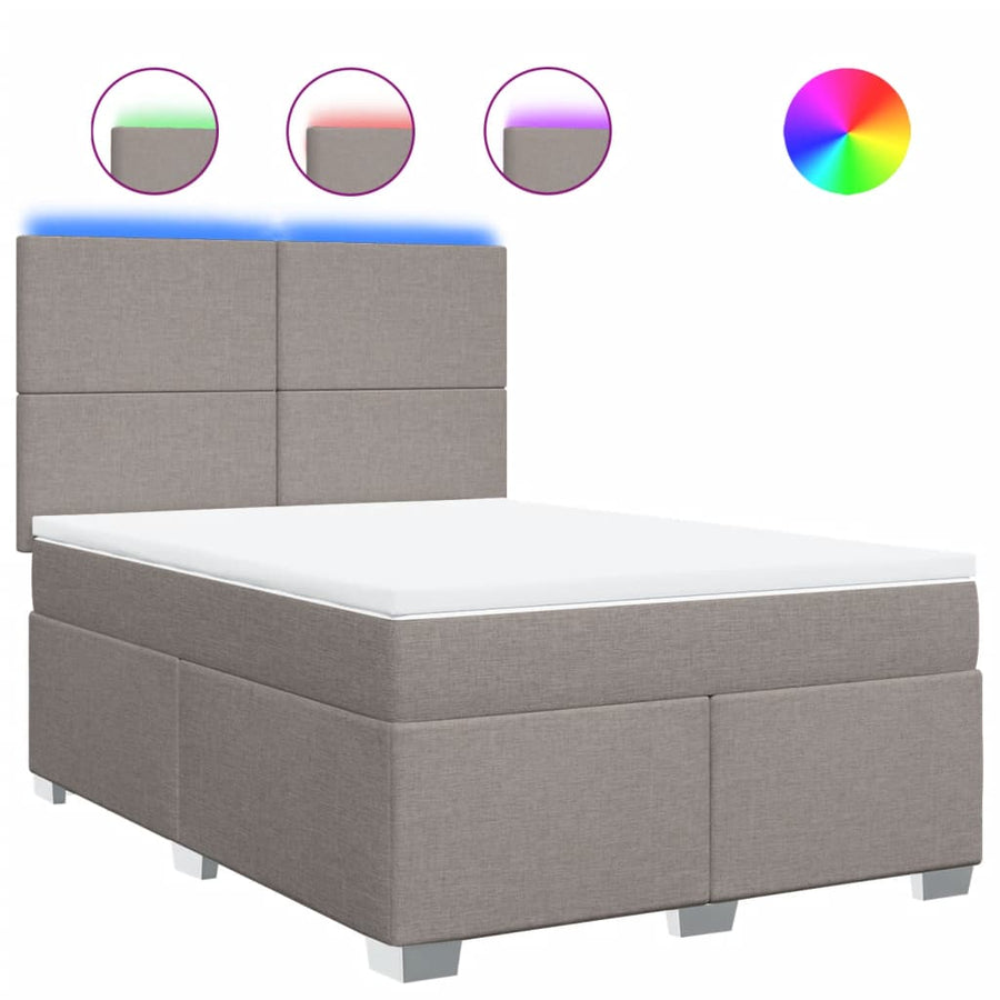 Boxspring met matras stof taupe 140x200 cm