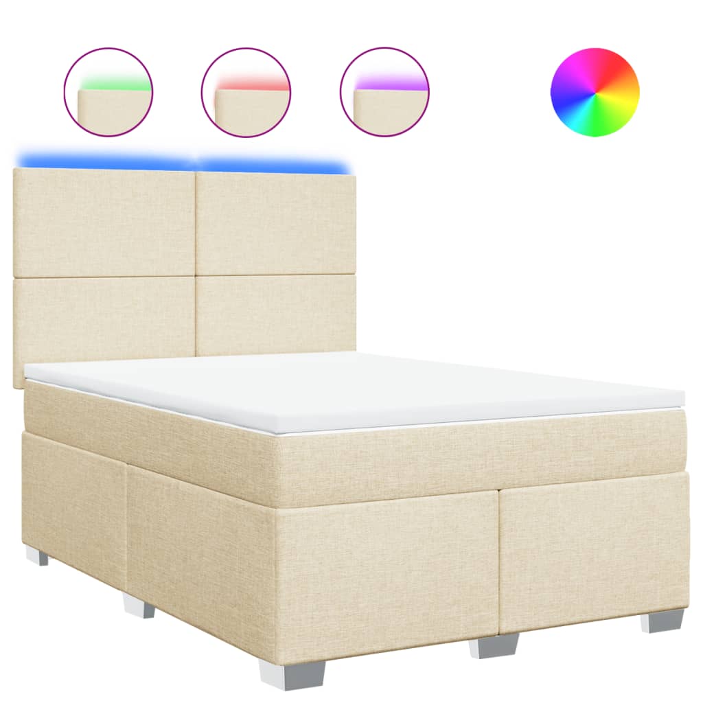 Boxspring met matras stof crèmekleurig 140x200 cm