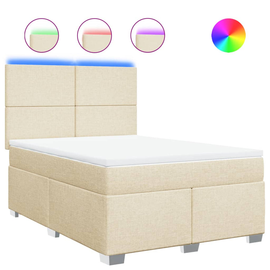 Boxspring met matras stof crèmekleurig 140x200 cm